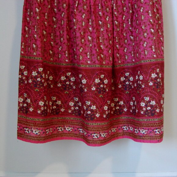 Floral Boho Babydoll Maxi Dress Pink Sweetheart Neckline Sleeveless Medium - Picture 6 of 15